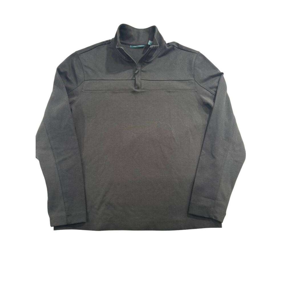 Perry Ellis Mens Black Quarter Zip Pullover Size Large Lightweight Sweater